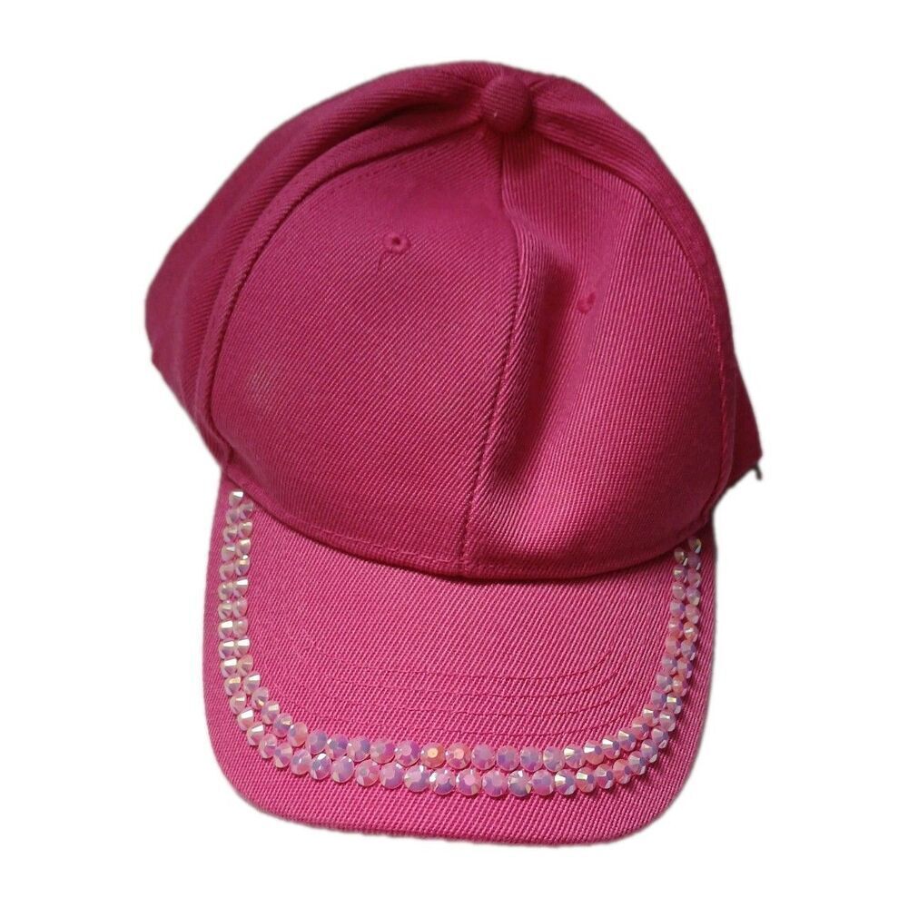Pink Rhinestone Hat Women Bling Baseball Cap Adjustable